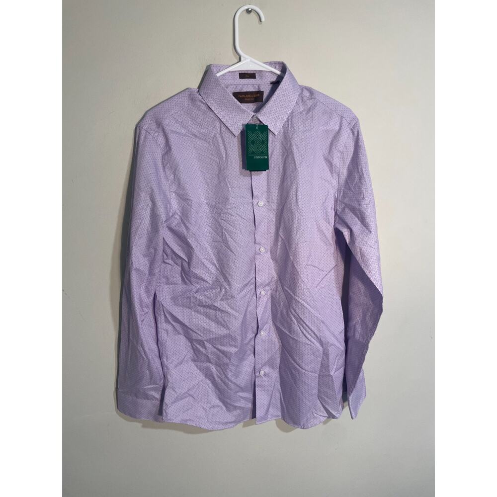 NWT Fairlane & Sons Mens Medium Slim Fit Purple Geo Print‎ Preppy Workwear